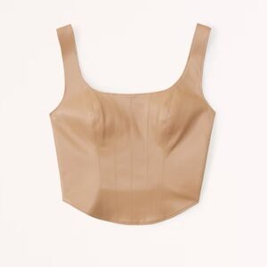 Abercrombie & Fitch Vegan Leather Faux Corset Crop Top